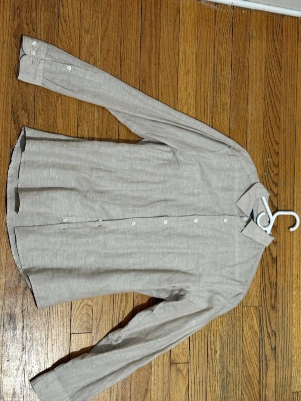 PERRY ELLIS BEIGE CASUAL LONG SLEEVE BUTTON UP SHIRT SIZE MEDIUM